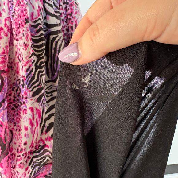 Y2K Pink Zebra Maxi Babydoll Maxi Beach HOCO Jersey Shore Smocked Waist Dress 2X - Picture 9 of 9